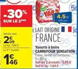 Carrefour Drive Carrefour - yaourts à boire offre