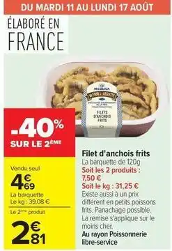Carrefour Drive Filet d'anchois frits offre