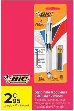 Carrefour Drive Bic - stylo bille 4 couleurs + étui de 12 mines offre
