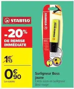 Carrefour Drive Stabilo - surligneur boss jaune offre