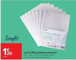 Carrefour Drive Simply - lot de 100 pochettes perforées offre