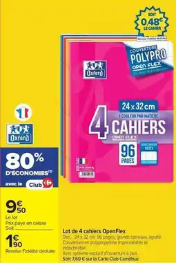 Carrefour Drive Oxford - lot de 4 cahiers offre