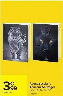 Carrefour Drive Dim - agenda scolaire animaux sauvages offre