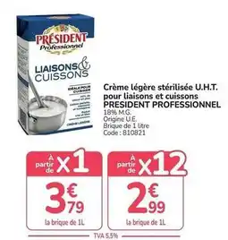 Promocash Président - crème légère stérilisés u.h.t. pour linisons et cuissons offre