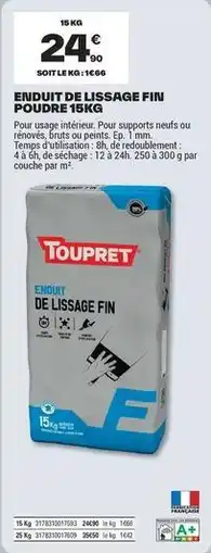 Brico Dépôt Toupret - eniduit de lissage fin poudre offre