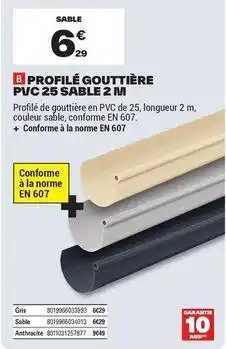 Brico Dépôt Profié gouttière pvc 25 sable 2 m offre