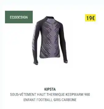 Decathlon Kipsta sous-vêtement haut thermique keepwarm 900 enfant football gris carbone offre