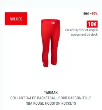 Decathlon Tarmak collant 3/4 de basketball pour garcon/fille offre