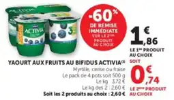 U Express ACTIVIA Yaourt aux fruits au bifidus offre