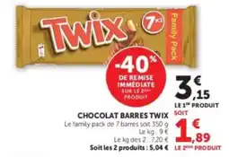 U Express TWIX CHOCOLAT BARRES offre