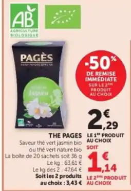 U Express PAGÈS thé vert jasmin bio offre