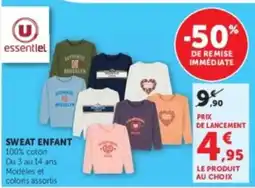 Hyper U essentiel SWEAT ENFANT offre