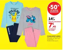 Hyper U PYJAMA ENFANT LICENCE offre