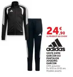 Hyper U adidas VESTE ZIPPE GARCON OU PANTALON JOGGING GARCON offre