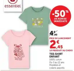 Hyper U essentiel TEE-SHIRT ENFANT offre