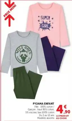 Hyper U PYJAMA ENFANT offre