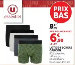 Hyper U essentiel boxers garçon offre