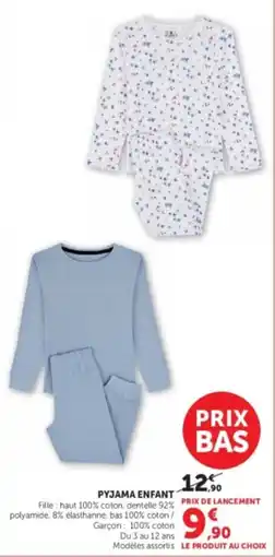 Hyper U PYJAMA ENFANT offre