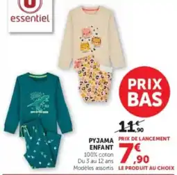 Hyper U essentiel PYJAMA ENFANT offre