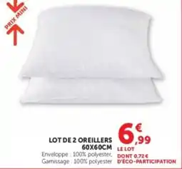 Hyper U Lot de 2 oreillers offre
