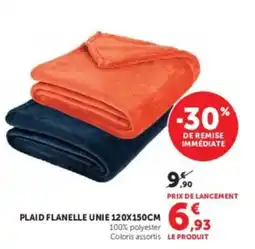 Hyper U PLAID FLANELLE UNIE offre
