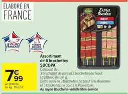Carrefour SOCOPA Assortiment de 6 brochettes offre