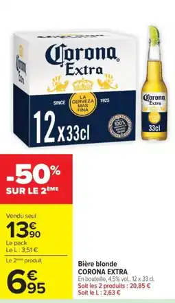 Carrefour Corona Extra biere blonde offre