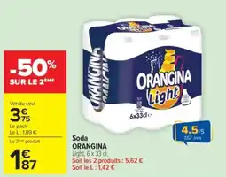Carrefour ORANGINA Soda Light offre