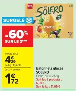 Carrefour SOLERO Bâtonnets glacés offre