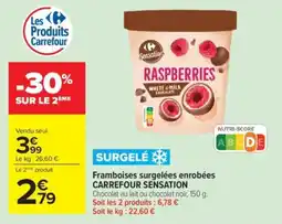 Carrefour Carrefour Sensation Framboises surgelées enrobées offre