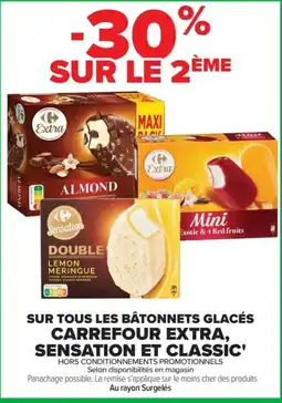 Carrefour Sur tous les batonnets glaces carrefour extra sensation et classic offre