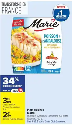 Carrefour MARIE Poisson à l'Andalouse Riz safrané aux petits légumes offre