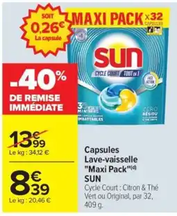 Carrefour SUN Capsules Lave-vaisselle offre