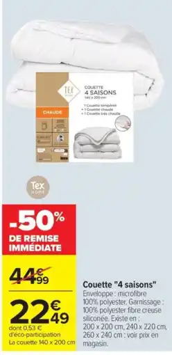 Carrefour Tex Couette 4 saisons offre