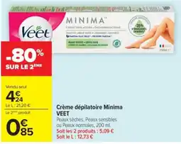 Carrefour Veet Crème dépilatoire Minima offre