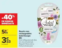 Carrefour BIC Rasoirs non rechargeables Soleil Escape offre