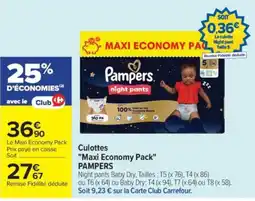 Carrefour Pampers culottes offre