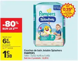 Carrefour Pampers Couches de bain Jetable Splashers offre