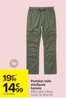 Carrefour Tex Pantalon taille élastiquée homme offre