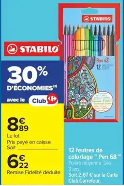 Carrefour STABILO Pen 68 offre
