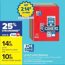Carrefour Oxford cahiers Easybook offre