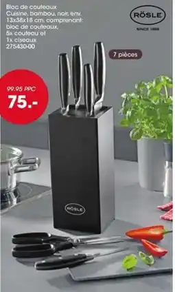 Möbel Martin RÖSLE Bloc de couteaux Cuisine, bambou offre