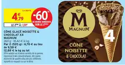 Intermarché Magnum cône glacé noisette & chocolat x4 offre