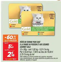 Netto Purina gourmet pâtée en terrine pour chat à la viande au poisson et aux légumes offre