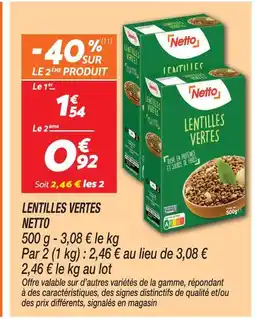 Netto Netto lentilles vertes offre