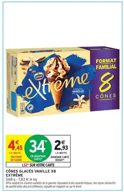Intermarché Extrême cônes glacés vanille x8 extrême offre