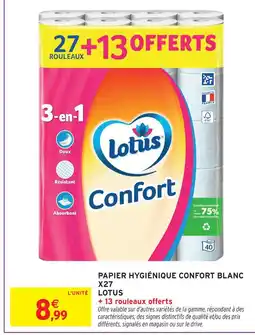 Intermarché Lotus papier hygiénique confort blanc x27 + 13 rouleaux offerts offre