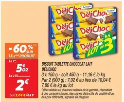 Netto Délichoc biscuit tablette chocolat lait offre