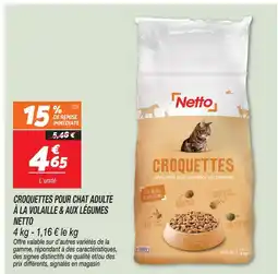 Netto Netto croquettes pour chat adulte à la volaille & aux légumes offre