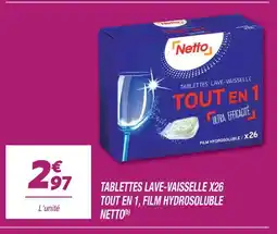 Netto Netto tablettes lave-vaisselle x26 tout en 1, film hydrosoluble offre